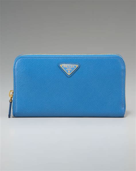 prada zip around wallet blue|Prada card holder with zipper.